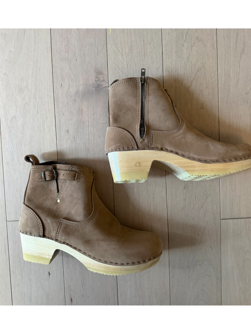 No. 6 store ankle clog boots.  NWOT.  Soft light brown suede.  Size 43.